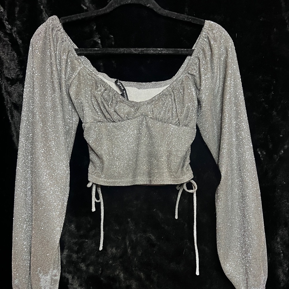 Shimmery ruffly crop top